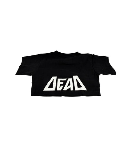 Black t-shirt with 'DEAD' logo on a white background